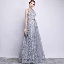 Load image into Gallery viewer, Evening Dress Elegant Banquet Champagne Lace Sleeveless Floor