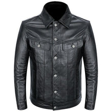 Load image into Gallery viewer, Blue Cowboy Genuine Leather Jacket Men's Natural Cowhide Slim