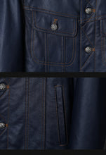 Load image into Gallery viewer, Blue Cowboy Genuine Leather Jacket Men's Natural Cowhide Slim