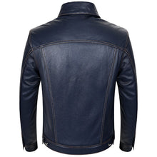 Load image into Gallery viewer, Blue Cowboy Genuine Leather Jacket Men's Natural Cowhide Slim