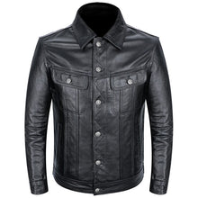 Load image into Gallery viewer, Blue Cowboy Genuine Leather Jacket Men's Natural Cowhide Slim