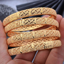 Load image into Gallery viewer, New 24K 4pcs France Gold Color Dubai Bangles Women Girl Flower Israel - Sophornlilly