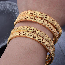Load image into Gallery viewer, New 24K 4pcs France Gold Color Dubai Bangles Women Girl Flower Israel - Sophornlilly