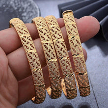 Load image into Gallery viewer, New 24K 4pcs France Gold Color Dubai Bangles Women Girl Flower Israel - Sophornlilly