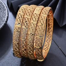 Load image into Gallery viewer, New 24K 4pcs France Gold Color Dubai Bangles Women Girl Flower Israel - Sophornlilly