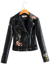 Load image into Gallery viewer, New Arrival Autumn Vogue Women Embroidery PU Leather Jacket Chic