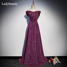 Load image into Gallery viewer, New Arrival Bridal Gown Zipper Back Heavy Sequined Boat Neck Cap