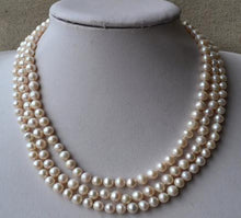 Load image into Gallery viewer, New Arrival Favorite Pearl Necklace 3Strands 6 7mm White Natural Round