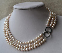 Load image into Gallery viewer, New Arrival Favorite Pearl Necklace 3Strands 6 7mm White Natural Round