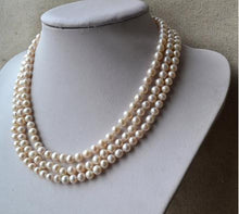 Load image into Gallery viewer, New Arrival Favorite Pearl Necklace 3Strands 6 7mm White Natural Round