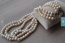 Load image into Gallery viewer, New Arrival Favorite Pearl Necklace 3Strands 6 7mm White Natural Round