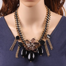 Load image into Gallery viewer, New Arrival Gold Color Chain Crystal Flower Tassel Pendant Necklace