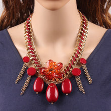 Load image into Gallery viewer, New Arrival Gold Color Chain Crystal Flower Tassel Pendant Necklace