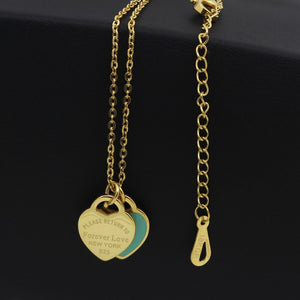 New Arrival Love Double Heart Enamel Ladie FOREVER LOVE Stainless