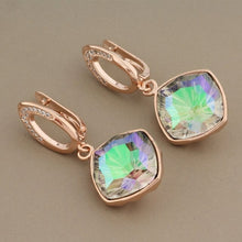 Load image into Gallery viewer, New Arrivals Luxury 585 Rose Gold Multicolor Square High Quality Drop