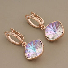 Load image into Gallery viewer, New Arrivals Luxury 585 Rose Gold Multicolor Square High Quality Drop