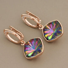 Load image into Gallery viewer, New Arrivals Luxury 585 Rose Gold Multicolor Square High Quality Drop