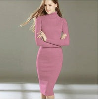 Knitted Dress Turtleneck Sweater