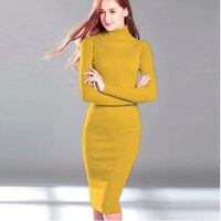 Knitted Dress Turtleneck Sweater