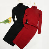 Knitted Dress Turtleneck Sweater