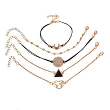 Load image into Gallery viewer, New Bohemian Black Rope Chain Bracelet Set For Women Aircraft Shell - Sophornlilly