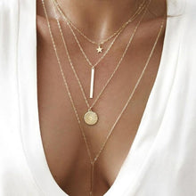 Load image into Gallery viewer, New Bohemian Long Pendant Necklaces Lady Vintage Gold Star Star