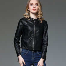 Load image into Gallery viewer, New Brand Autumn Pu Leather Jacket New Long Sleeve Zipper Faux Leather