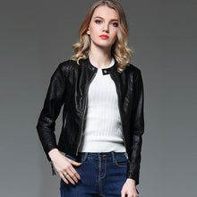 Load image into Gallery viewer, New Brand Autumn Pu Leather Jacket New Long Sleeve Zipper Faux Leather