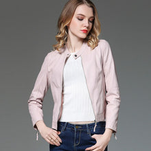 Load image into Gallery viewer, New Brand Autumn Pu Leather Jacket New Long Sleeve Zipper Faux Leather