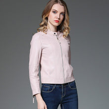 Load image into Gallery viewer, New Brand Autumn Pu Leather Jacket New Long Sleeve Zipper Faux Leather