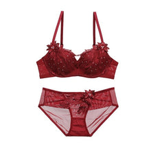 Load image into Gallery viewer, New Brand Bra Set Women Sexy Embroidery Lace Wing Underwear Beautiful