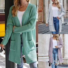 Load image into Gallery viewer, New Casual Knitted Sweaters Cardigan Women Patchwork Striped Long - Sophornlilly
