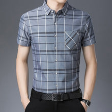 Load image into Gallery viewer, New Casual Plaid Shirt Men Summer Short sleeve Shirts Slim Fit Mens