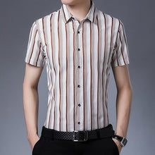 Load image into Gallery viewer, New Casual Shirt Men Silk Cotton Summer Short sleeve Shirts Slim Fit