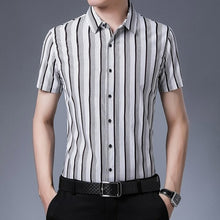 Load image into Gallery viewer, New Casual Shirt Men Silk Cotton Summer Short sleeve Shirts Slim Fit