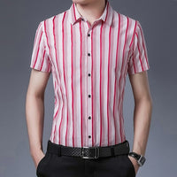 New Casual Shirt Men Silk Cotton Summer Short sleeve Shirts Slim Fit