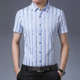 New Casual Shirt Men Silk Cotton Summer Short sleeve Shirts Slim Fit