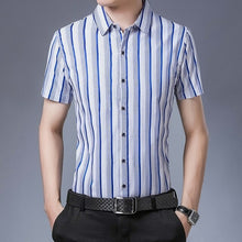 Load image into Gallery viewer, New Casual Shirt Men Silk Cotton Summer Short sleeve Shirts Slim Fit