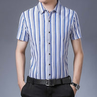 New Casual Shirt Men Silk Cotton Summer Short sleeve Shirts Slim Fit