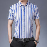 New Casual Shirt Men Silk Cotton Summer Short sleeve Shirts Slim Fit