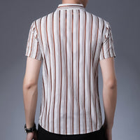 New Casual Shirt Men Silk Cotton Summer Short sleeve Shirts Slim Fit