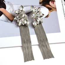 Load image into Gallery viewer, Colorful Crystal Long Metal Chain Dangle Drop Earrings
