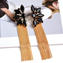 Load image into Gallery viewer, Colorful Crystal Long Metal Chain Dangle Drop Earrings