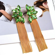 Load image into Gallery viewer, Colorful Crystal Long Metal Chain Dangle Drop Earrings