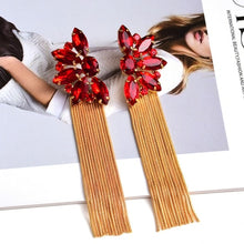 Load image into Gallery viewer, Colorful Crystal Long Metal Chain Dangle Drop Earrings