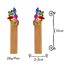 Load image into Gallery viewer, Colorful Crystal Long Metal Chain Dangle Drop Earrings