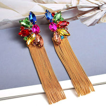 Load image into Gallery viewer, Colorful Crystal Long Metal Chain Dangle Drop Earrings