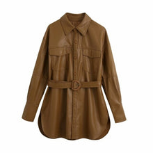 Load image into Gallery viewer, New Cool Women Long PU Leather Coats Pop Autumn