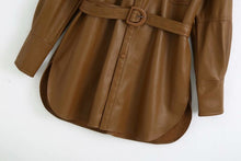 Load image into Gallery viewer, New Cool Women Long PU Leather Coats Pop Autumn