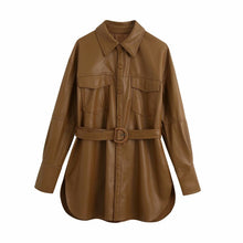 Load image into Gallery viewer, New Cool Women Long PU Leather Coats Pop Autumn